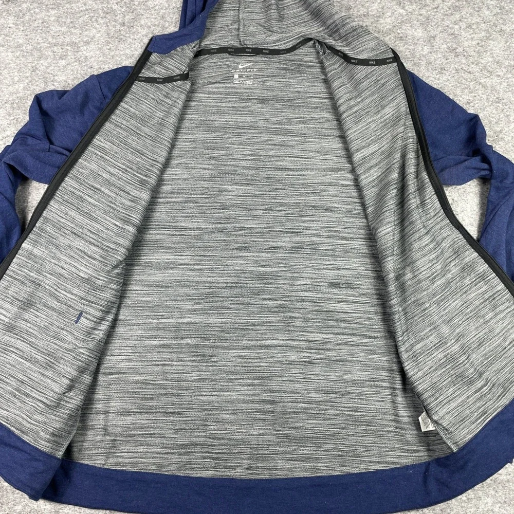 Nike Hoodie Mens XL Blue Rayon Dri-Fit Full Zip Training Sweatshirt 742210-429